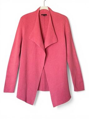 Eileen Fisher Silk Organic Cotton Interlock Cardigan Coral Open Front Women’s PS